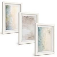 BILDER SET 3er Set - 20x30 cm Weißer Rahmen - Zarte Aquarellkartons - Weiß, Kunststoff (20/30cm) - TULUP