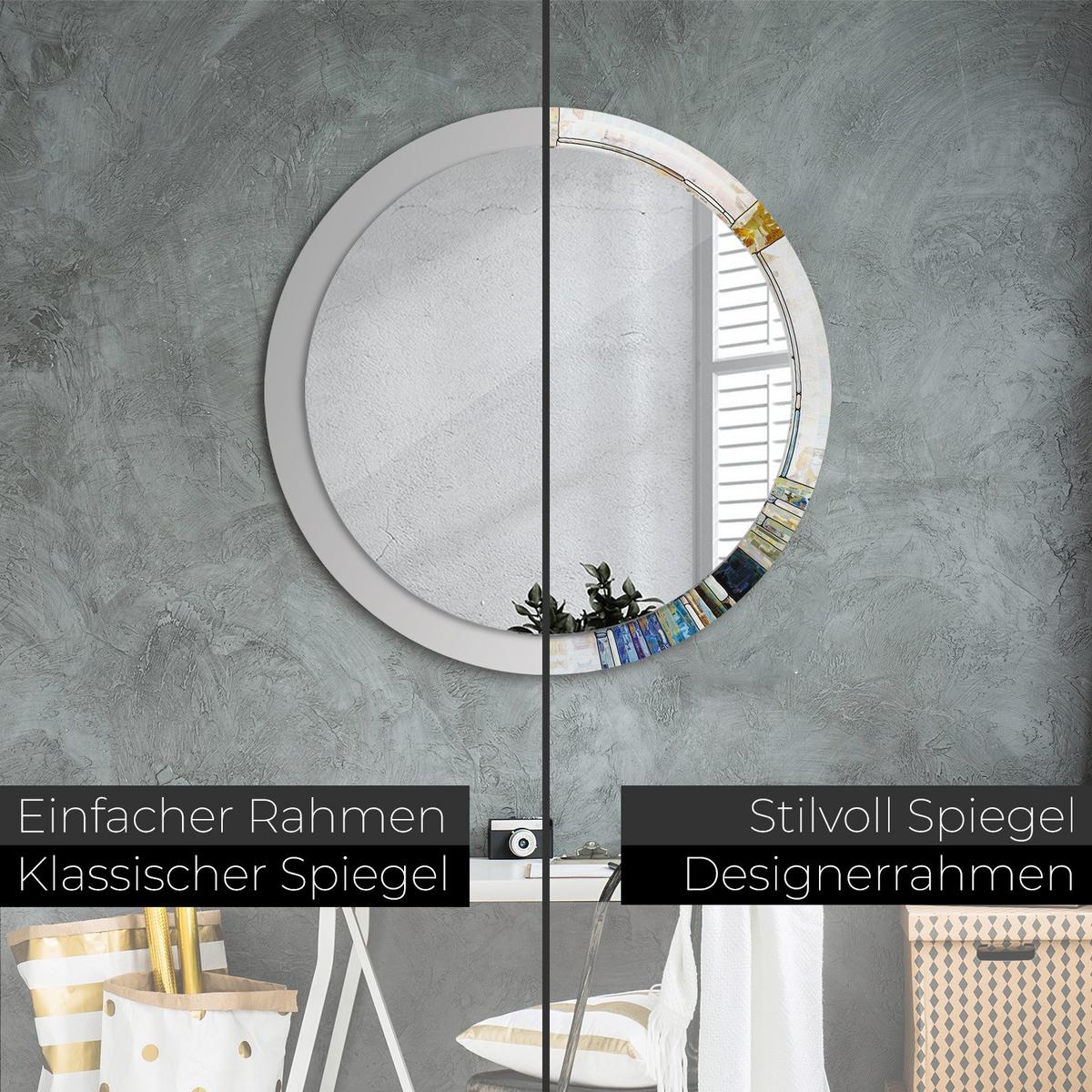 SPIEGEL Ø90 cm Rund mit Aufdruck - Beige, Glas (90/90/0.4cm) - TULUP