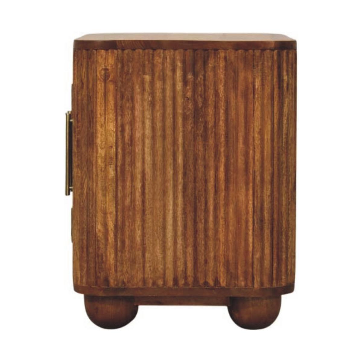 SIDEBOARD Solis Geriffelt Mini, 2 Türen und 2 Regale, Hellbraun - Hellbraun/Messingfarben, Holz/Metall (55/53/40cm) - Artisan Furniture