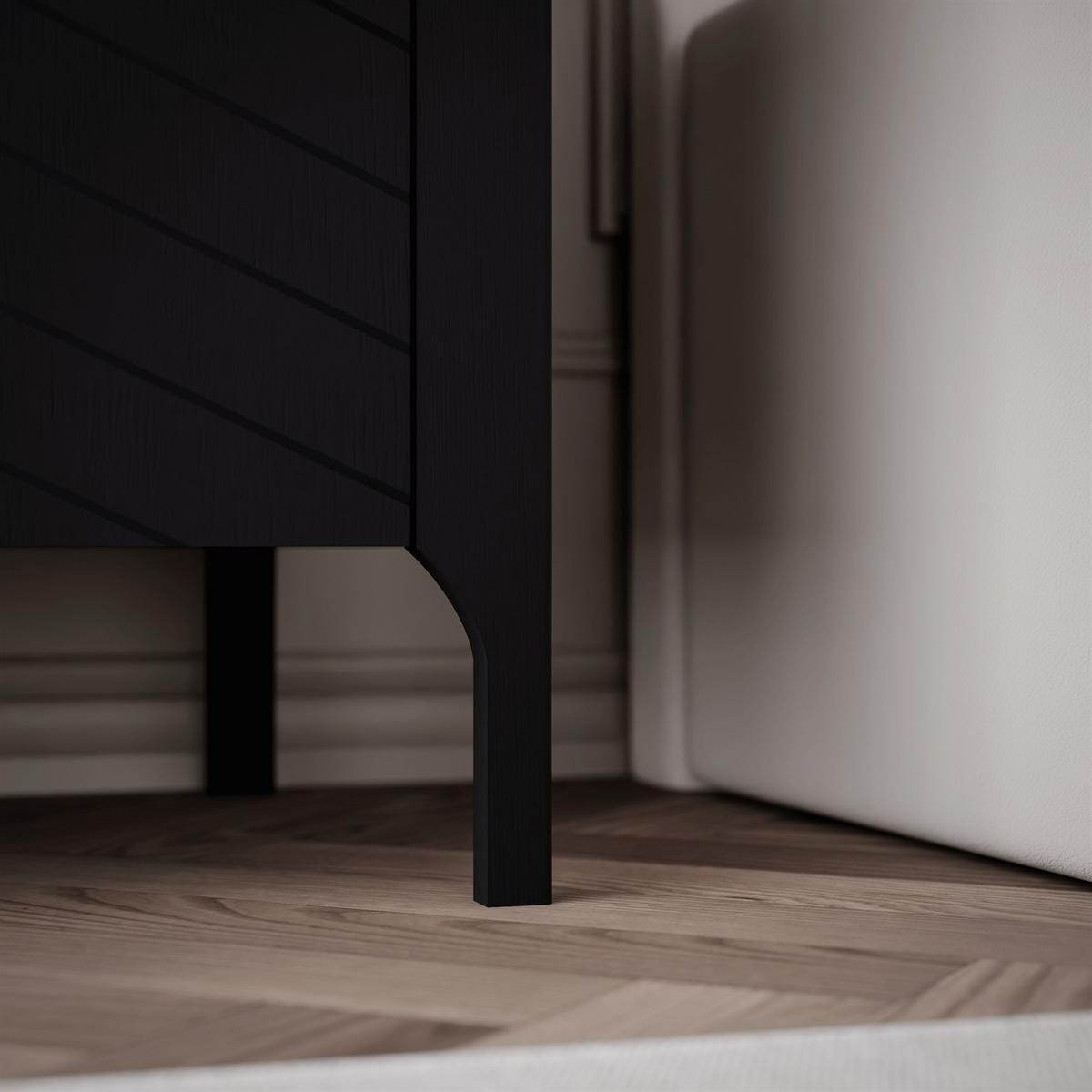 NACHTTISCH LUMI, Schwarz - Schwarz, Holzwerkstoff (54/57/41cm) - Lookway