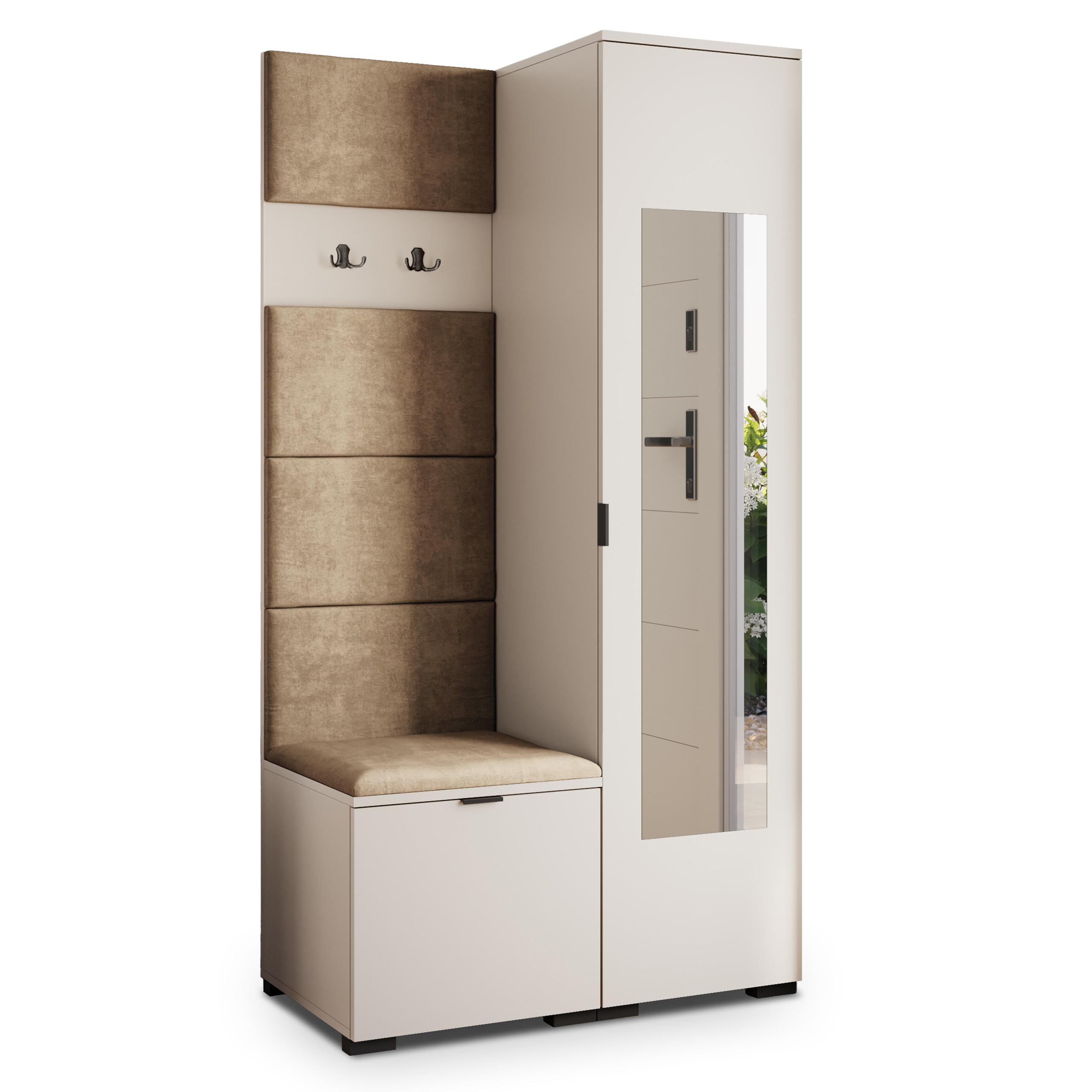 GARDEROBENSCHRANK VIRA 95/181/51 cm Modern Garderobe-Set Kaschmir - Kaschmir/Mokka, Holzwerkstoff (95/181/51cm) - MASSENO