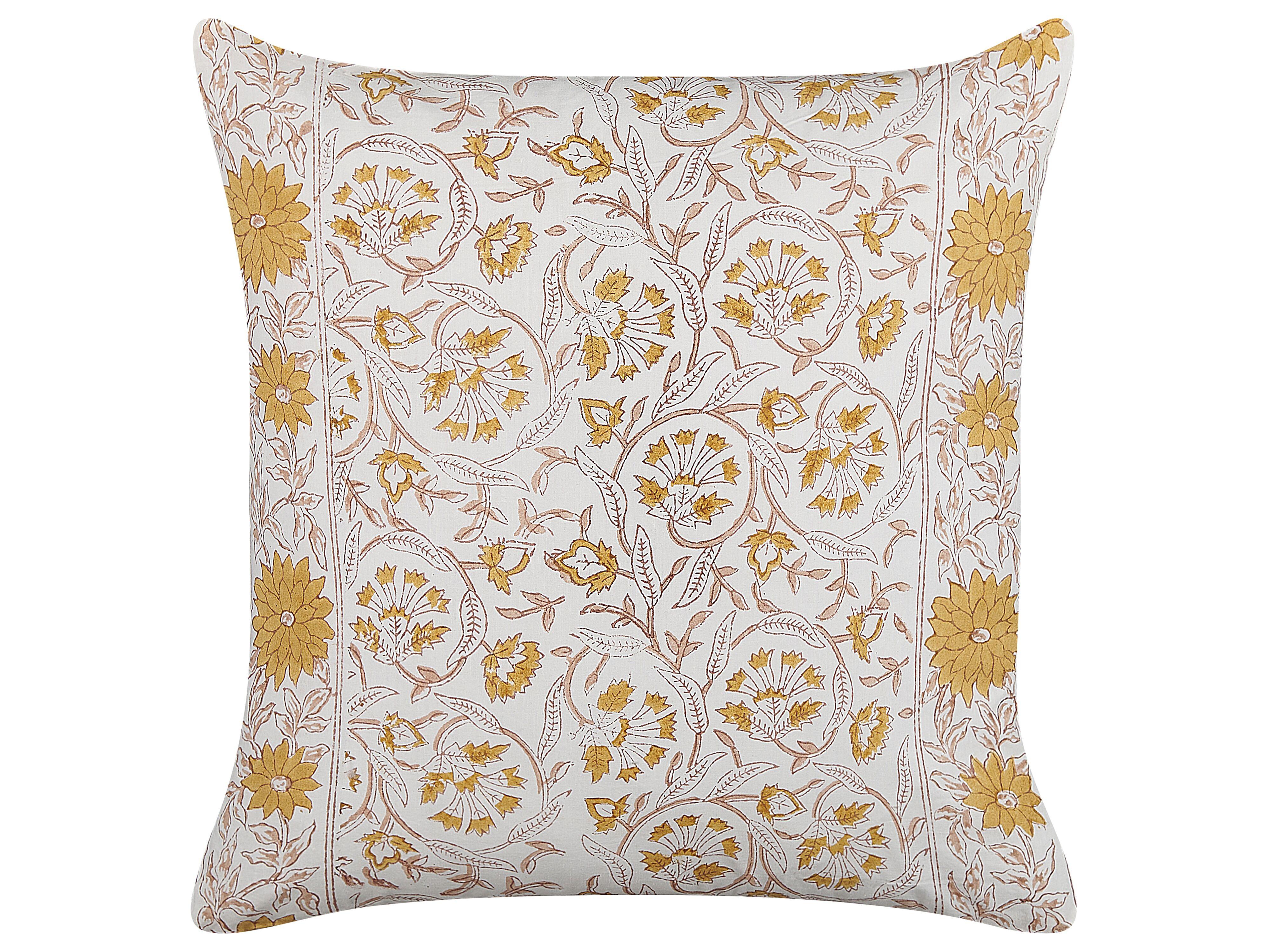 DEKOKISSEN Weiß 45/45 cm Calathea - Weiß, Naturmaterialien/Textil (45/45cm) - Beliani