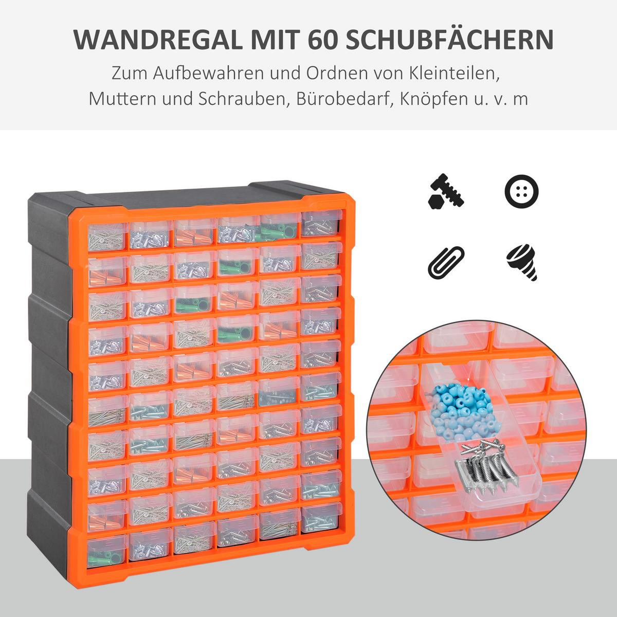 SORTIERKASTEN, Teile Box, Orange - Orange, Kunststoff (16/47.5/38cm) - DURHAND