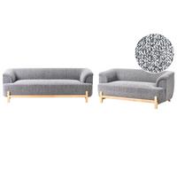 SOFA-SET 5-Sitzer Stoff Dunkelgrau Alnor - Dunkelgrau/Braun, Textil (205/67/85cm) - Beliani
