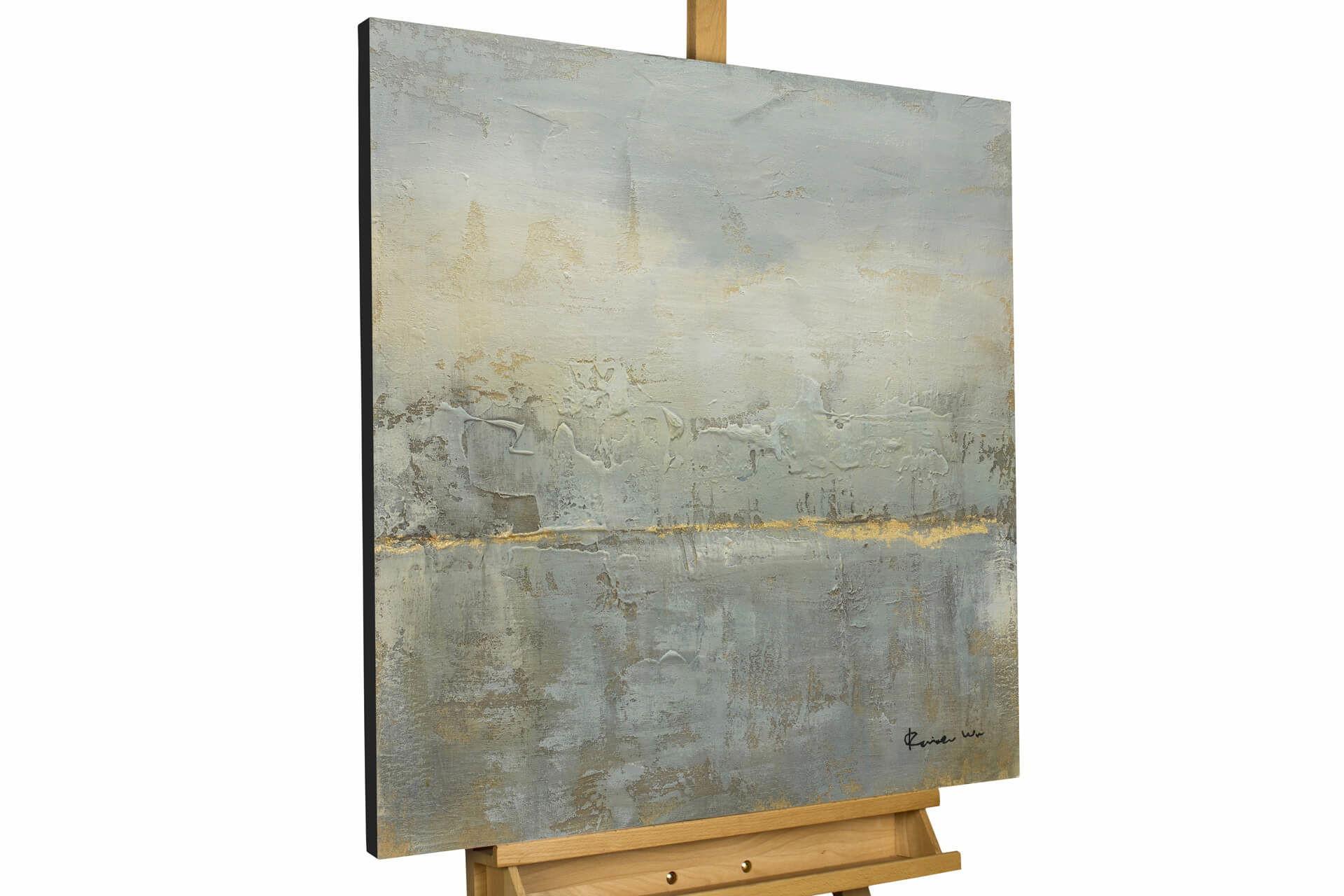 ACRYLBILD HANDGEMALT 80/80 cm - Grau/Grün, Holz/Textil (80/80cm) - KUNSTLOFT
