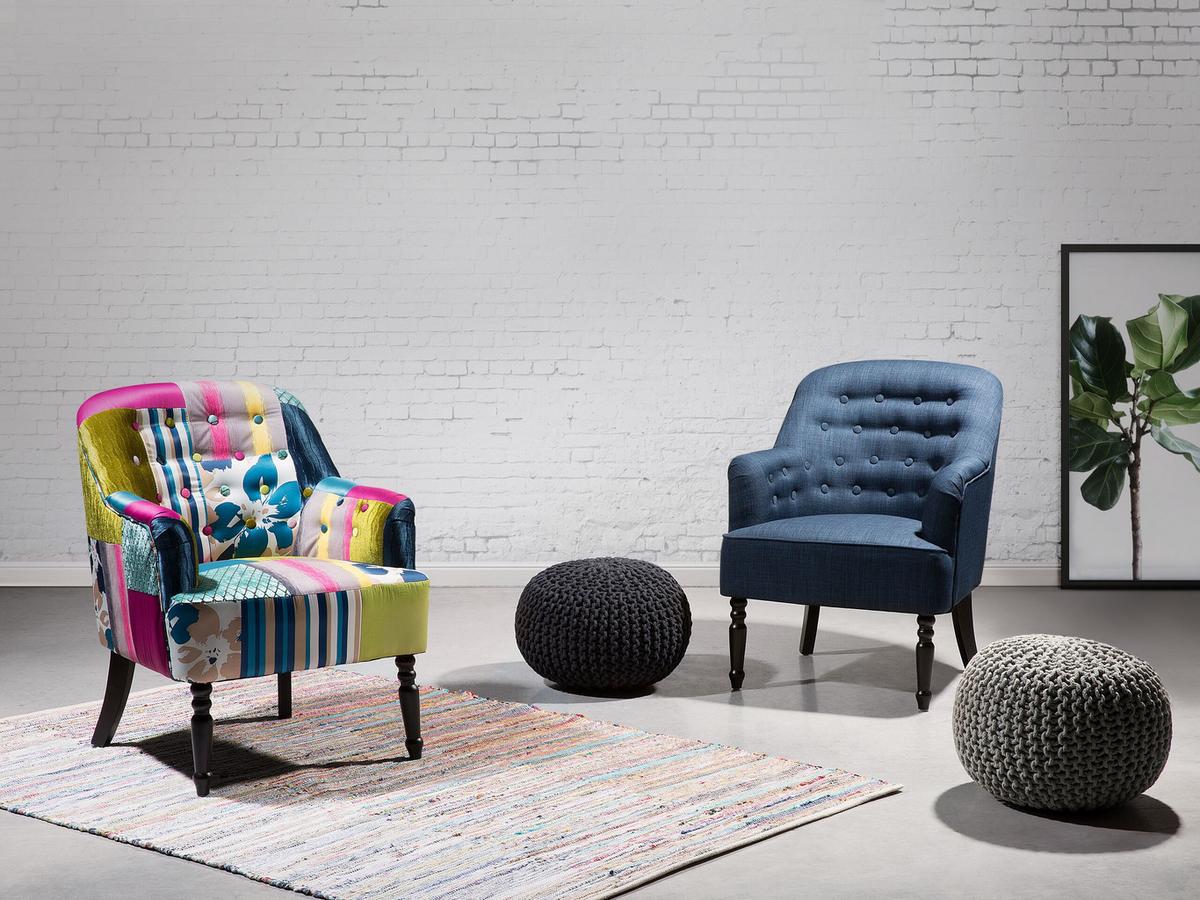 SESSEL Polsterbezug Bunt Mandal - Multicolor, Holz/Textil (59/86/57cm) - Beliani