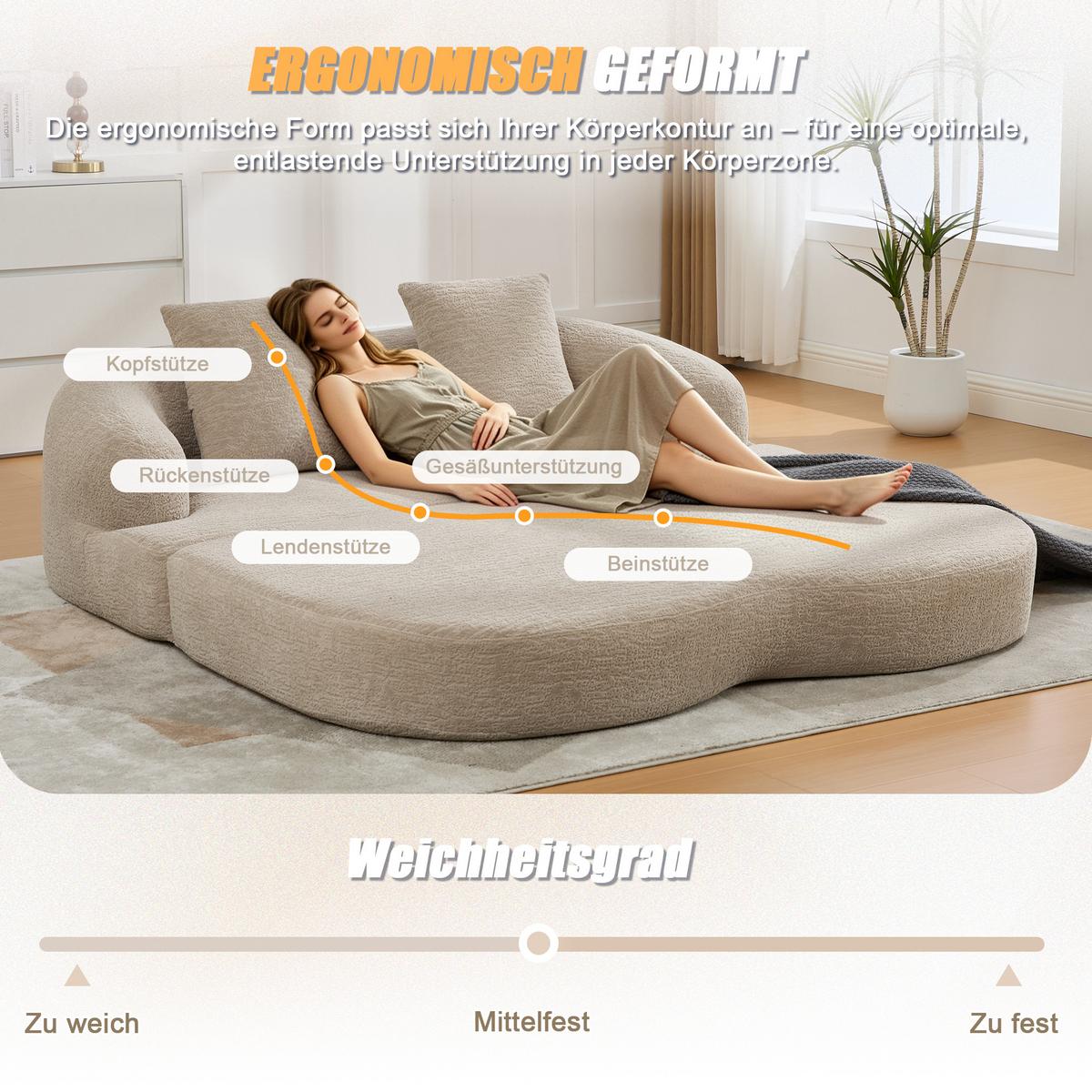 SCHLAFSOFA 2-in-1 Doppelschlafsofa Chenille Ausklappbar - Beige, Textil (157/65/84cm) - Urban Meuble