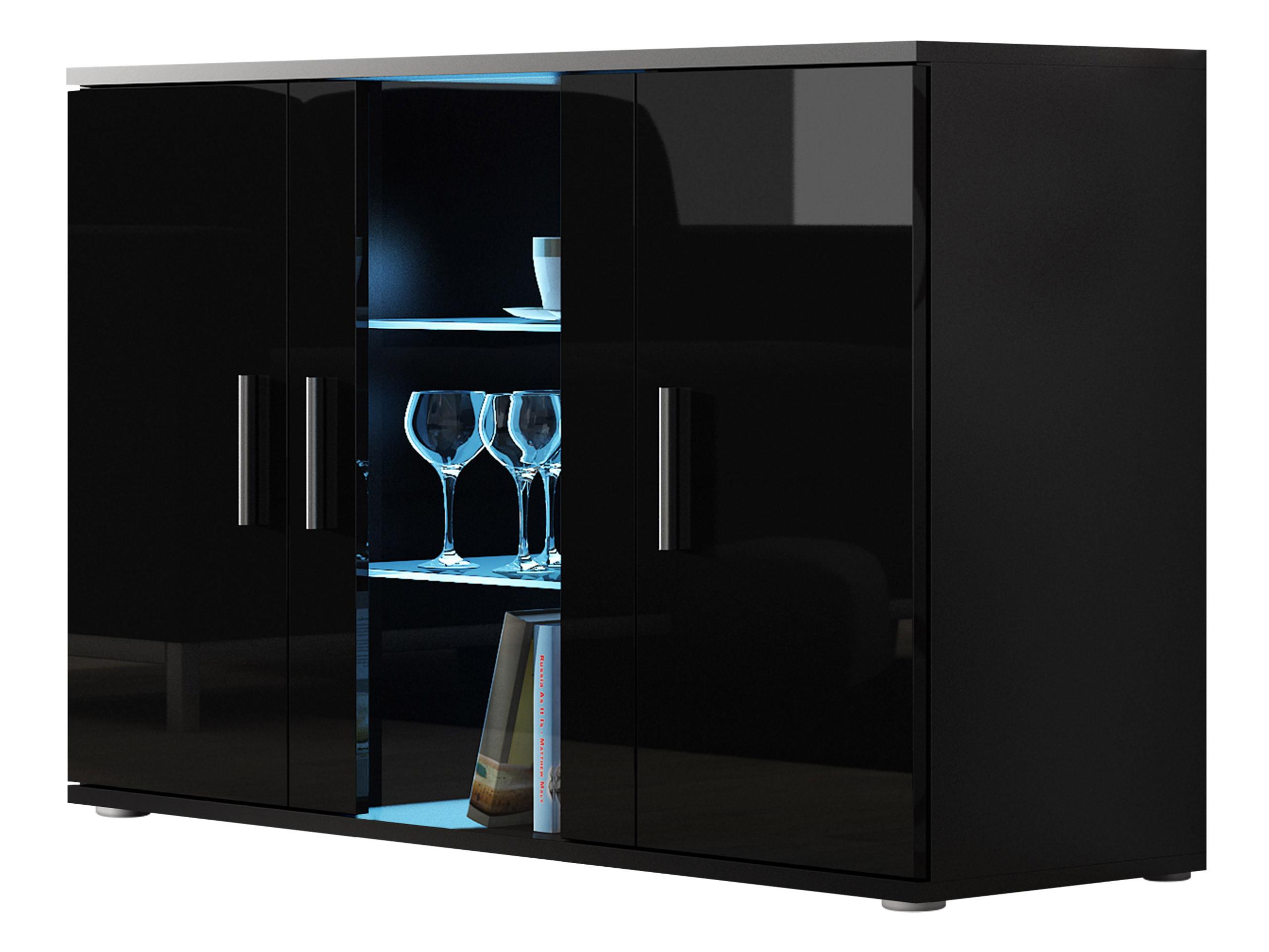 KOMMODE Soho S07 mit weißer LED Beleuchtung - Silberfarben/Schwarz, Holzwerkstoff/Kunststoff (120/80/41cm) - MIRJAN24