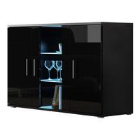 KOMMODE Soho S07 mit weißer LED Beleuchtung - Silberfarben/Schwarz, Holzwerkstoff/Kunststoff (120/80/41cm) - MIRJAN24