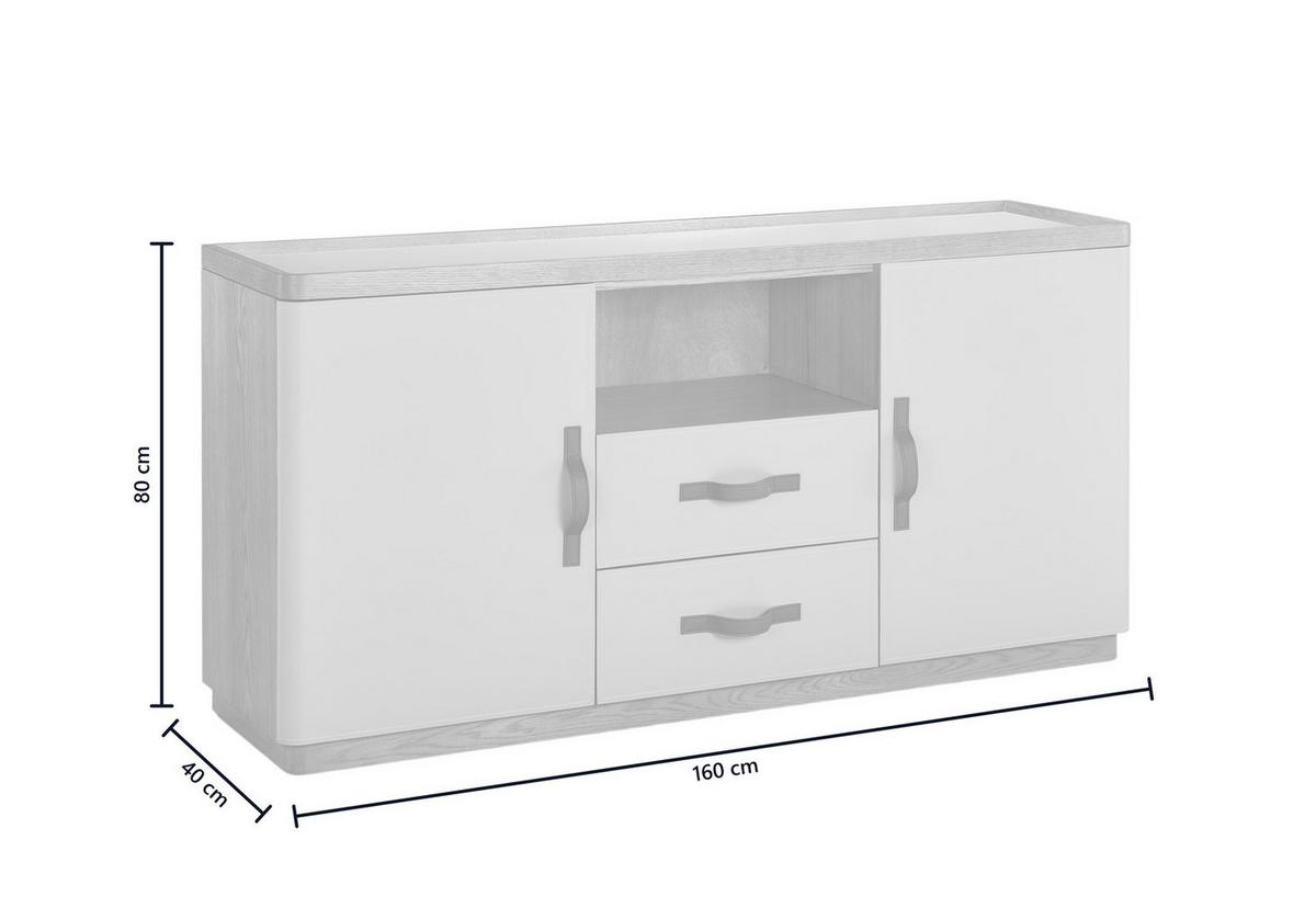 SIDEBOARD FLORIANA Weiß Eiche - Creme, Textil (180/200cm) - KAWOLA
