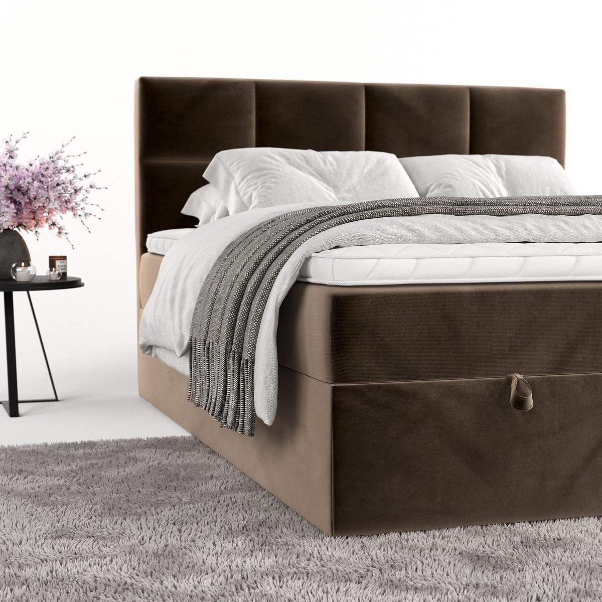 BOXBETT Velto 160/200 cm Braun im Paros Stoff - Schwarz/Braun, Holz/Holzwerkstoff (160/200cm) - AltaBeds