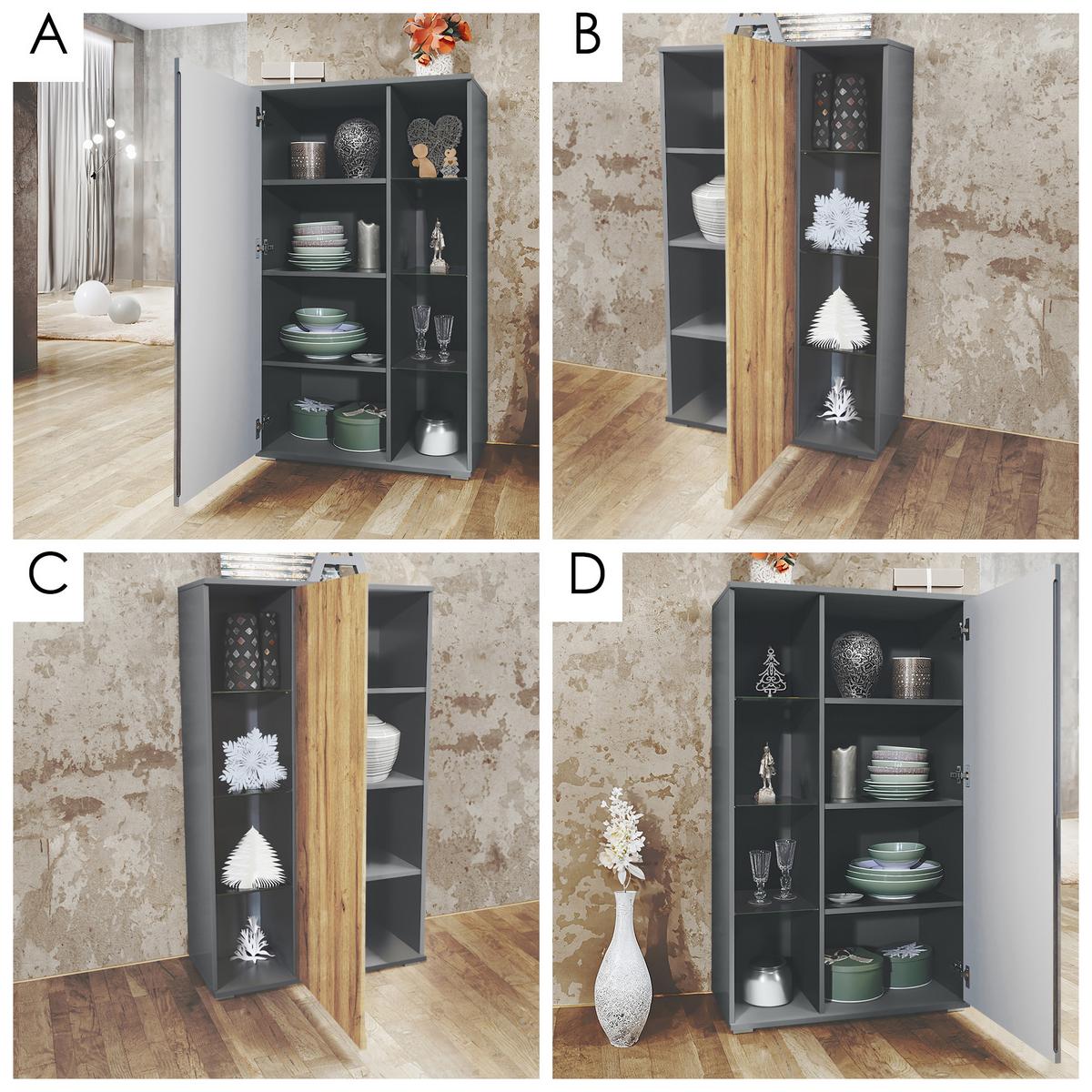 WOHNWAND Davos Eiche Natur - Eichefarben, Holzwerkstoff (329/134/35cm) - Vladon