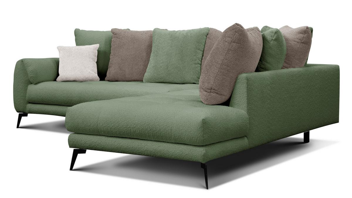 ECKSOFA CALME 5-Sitzer, olive und beige - Schwarz/Olivgrün, Holz/Textil (294/229cm) - Wozimo