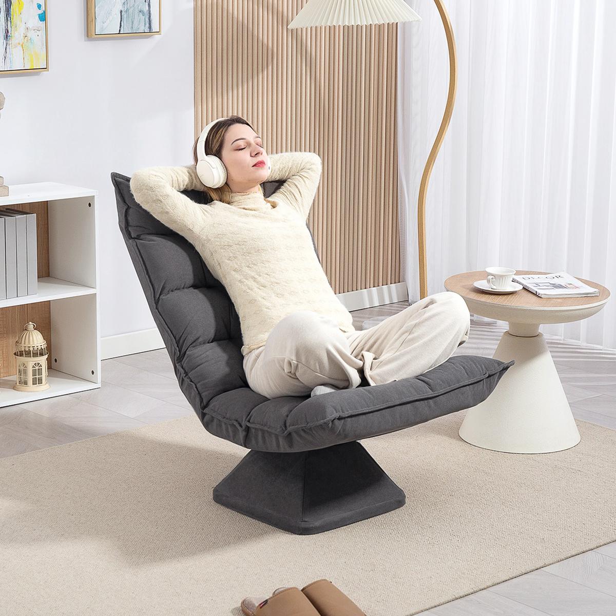 RELAXSESSEL mit Verstellbarer Rückenlehne für Wohnzimmer, Büro Grau - Grau, Metall (70/95/62cm) - HOMCOM