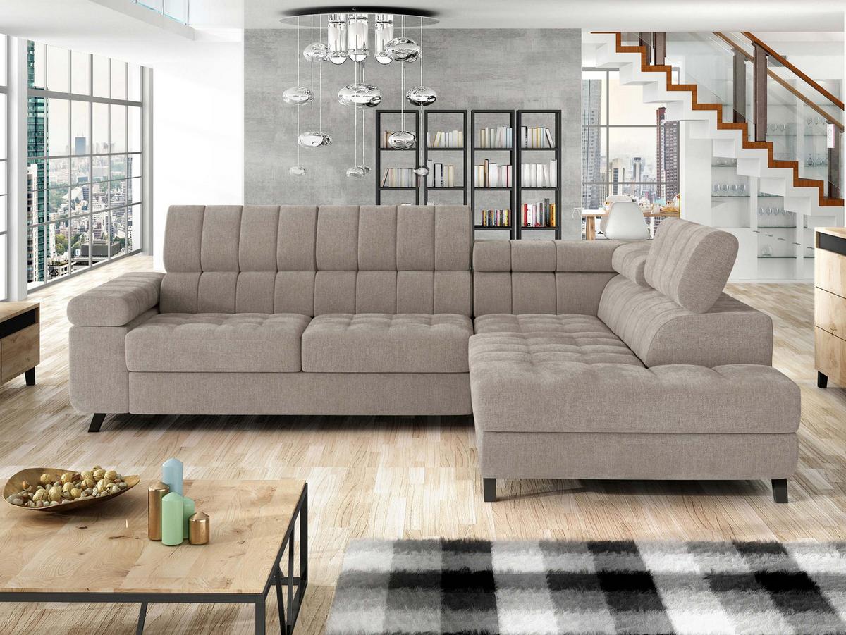 ECKSOFA Nord, Seite: Rechts - Taupe/Schwarz, Holz/Textil (264/203cm) - MIRJAN24