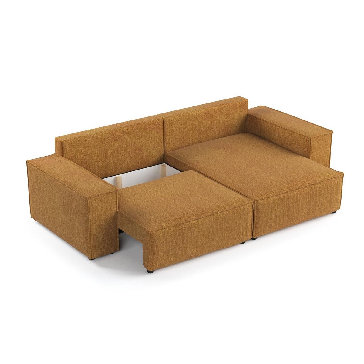 ECKSOFA SENSO mit Schlaffunktion Honiggelb im City Stoff - Schwarz/Honig, Holz/Holzwerkstoff (255/148cm) - AltaBeds