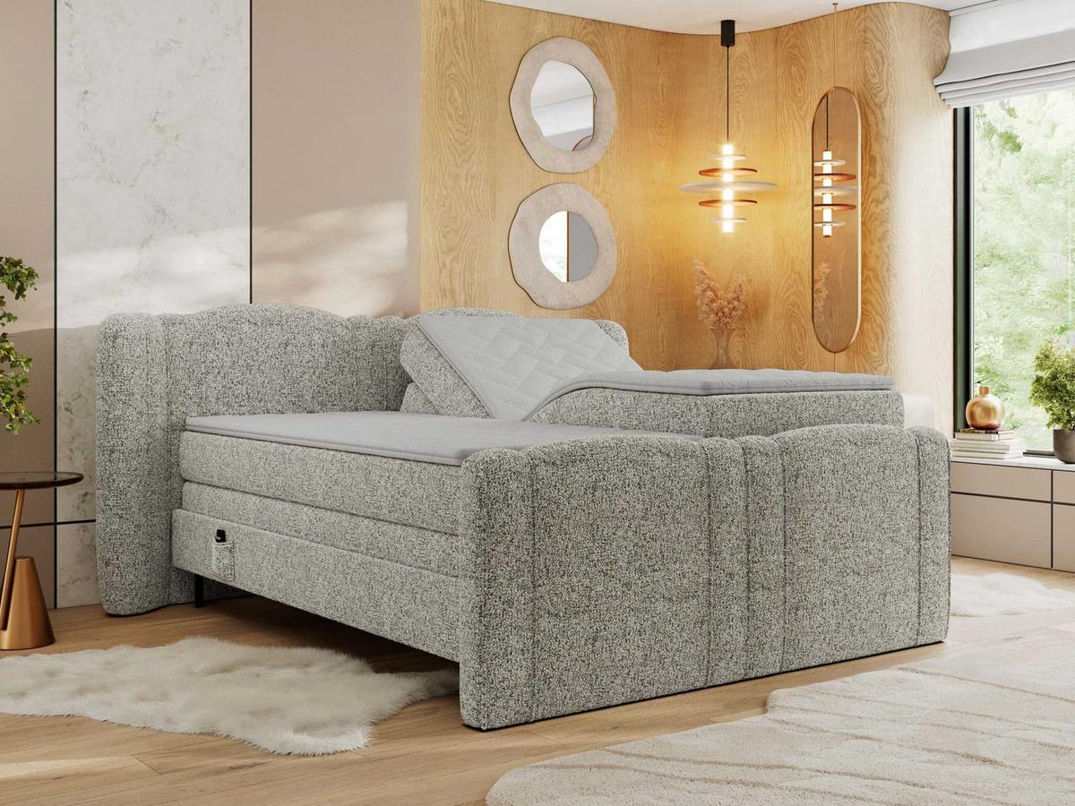 BOXBETT FORTINA 160/200 - Beige Struktur - H3 - Beige, Holz/Textil (160/200cm) - MKS