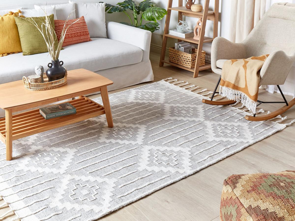 VINTAGE-OUTDOOR TEPPICH Tabiat 200/140 cm - Weiß, Kunststoff (140/200cm) - Beliani