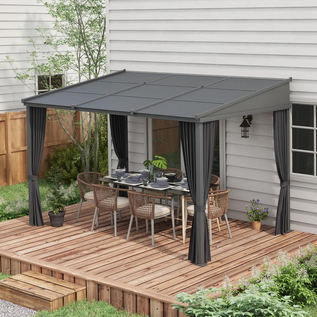 PERGOLA Pavillon, Alu+Metall, Dunkelgrau - Dunkelgrau, Metall (255/242/365cm) - Outsunny