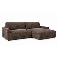 ECKSOFA MARLIN Braun Flachgewebe - Schwarz/Braun, Kunststoff/Textil (262/168cm) - KAWOLA
