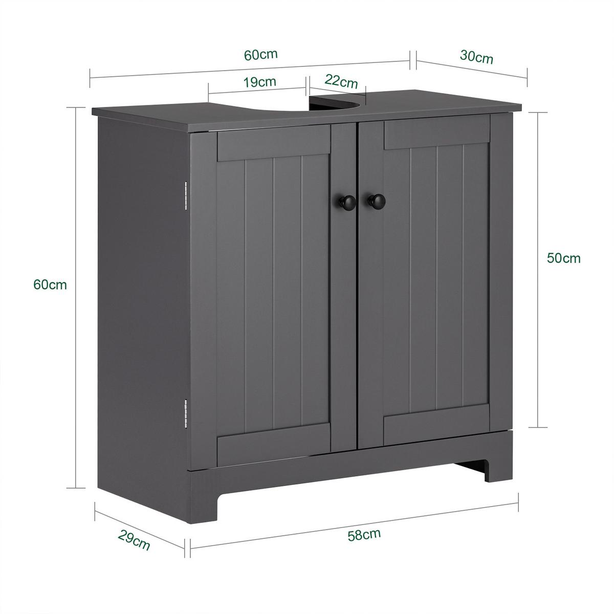 WASCHBECKENUNTERSCHRANK Grau - Grau, Holzwerkstoff (60/60/30cm) - SoBuy