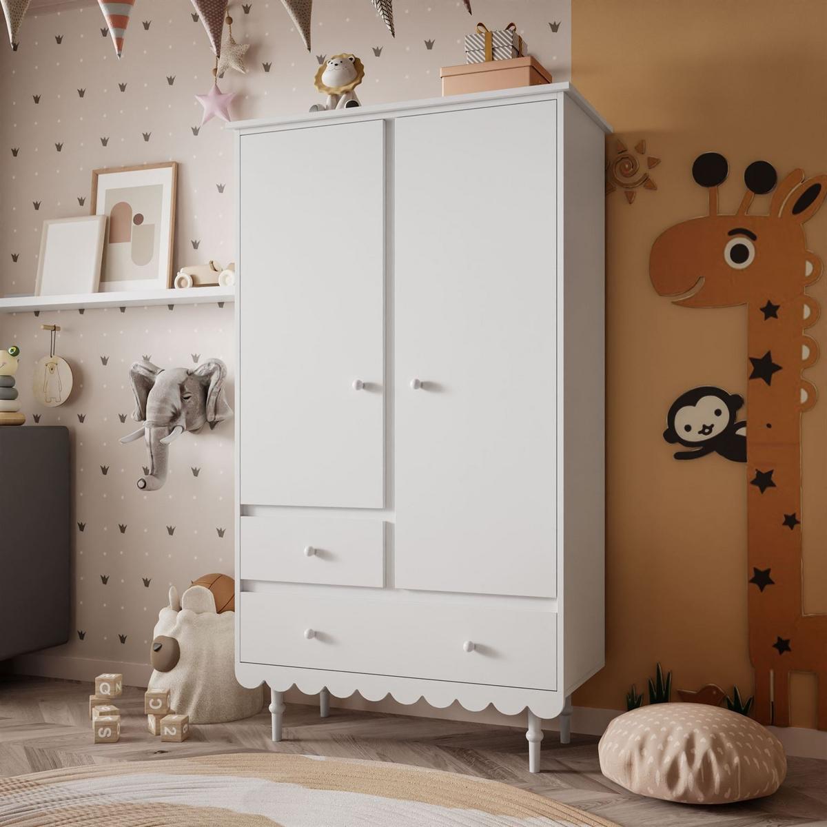 KLEIDERSCHRANK Zweitüriger BABUSHKA, Weiß - Weiß, Holzwerkstoff (104/183/50cm)
