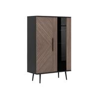 VITRINE Pinelli WIT2D PE05 - Schwarz/Braun, Holzwerkstoff/Metall (90/140/41cm) - MIRJAN24