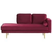 CHAISELONGUE Samtstoff dunkelrot rechtsseitig Miramas - Rot/Goldfarben, Textil (171/63/79cm) - Beliani