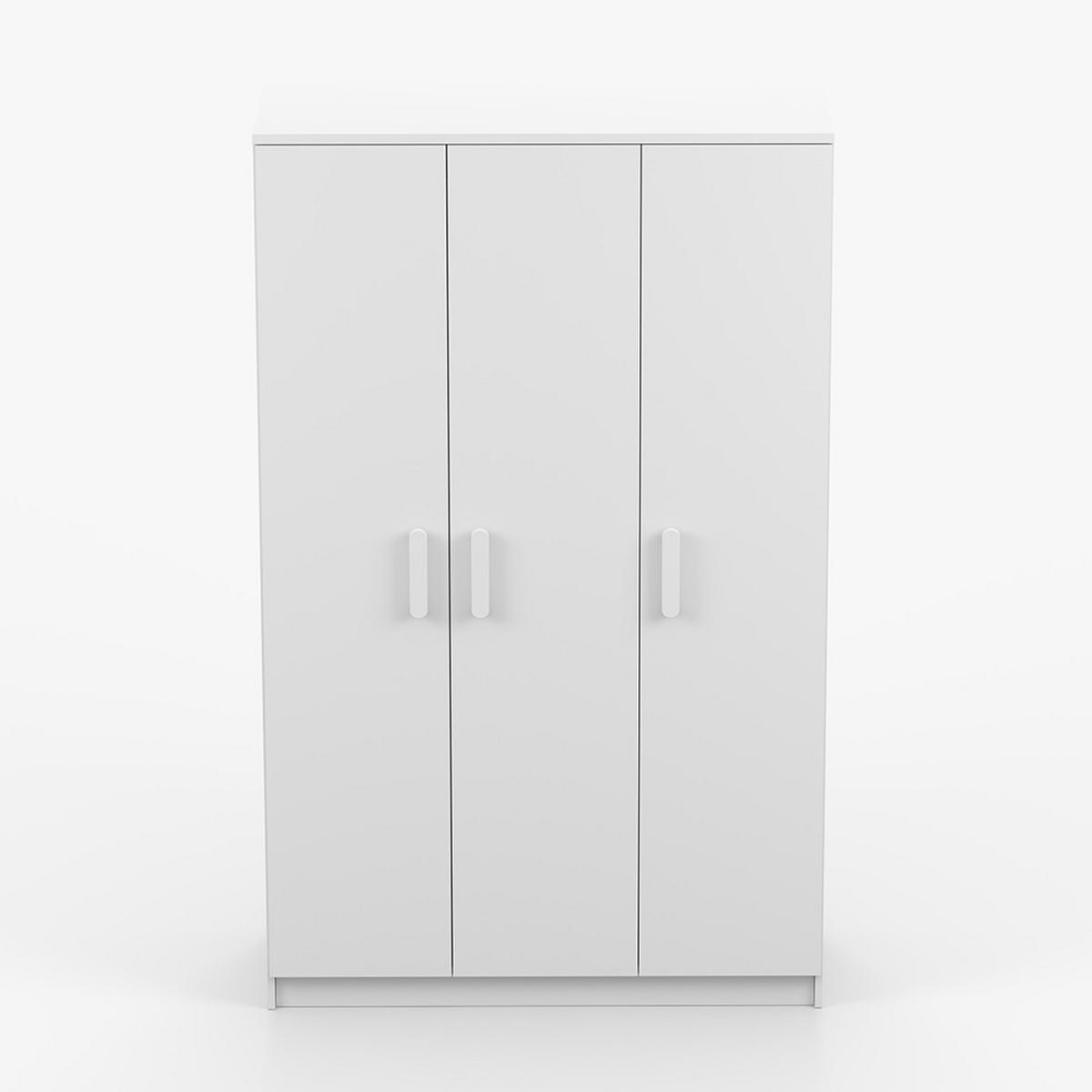 KLEIDERSCHRANK Jonas I 2D 19, 120/192/50, 3-türig, weiß - Weiß, Holzwerkstoff (120/194/50cm) - imoebel24