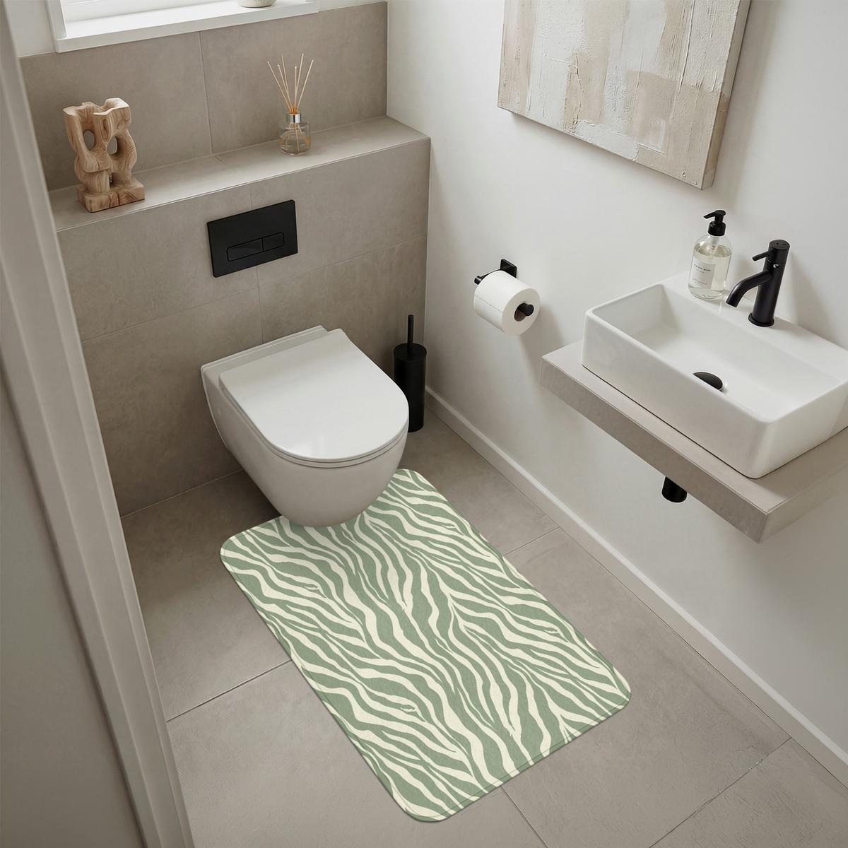 BADEMATTE Zebra - Motiv - Grün 60x90 cm - Salbeigrün, Textil (60/90cm) - OnlyWow