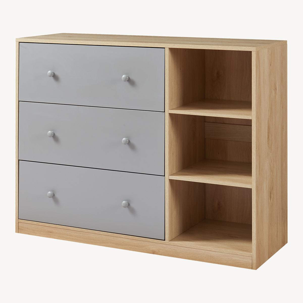 WICKELKOMMODE Beldinupp - Eichefarben/Grau, Holzwerkstoff (55/93/110cm) - [en.casa]