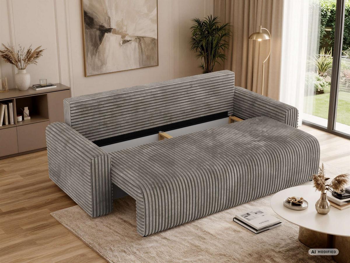 3-SITZER-SOFA NESSARO - Hellbraun Cord - Hellbraun/Schwarz, Kunststoff/Textil (243/92/90cm) - MKS