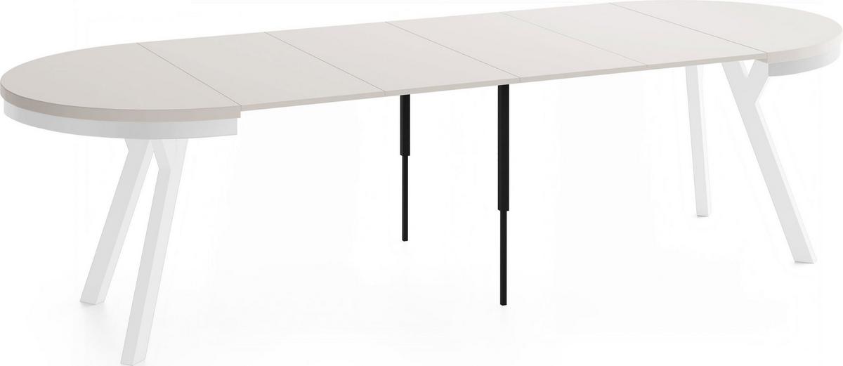 ESSTISCH Vero Neo Weiß rund ausziehbar verlängerbar, Kaschmir 100-300/100/77 cm - Kaschmir/Beige, Holz/Holzwerkstoff (100/300/77cm) - WFL GROUP