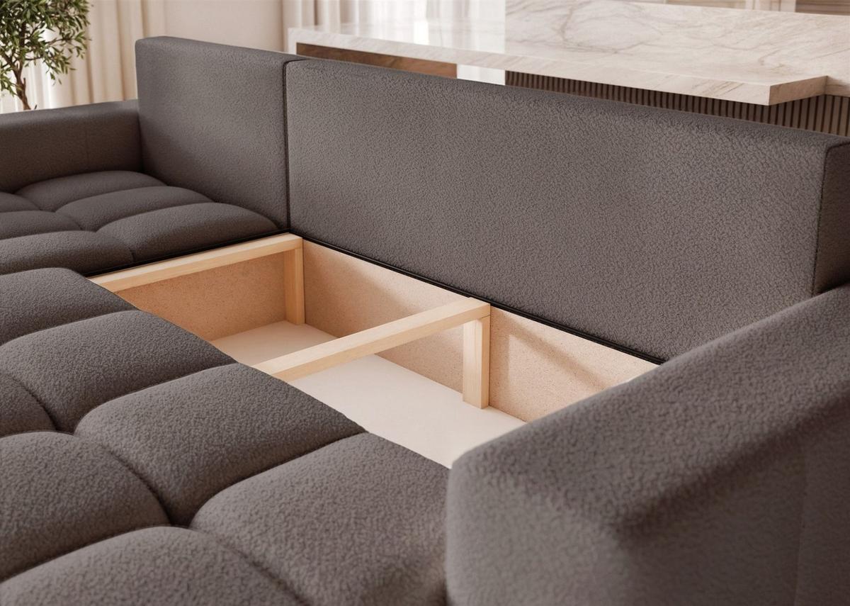 ECKSOFA Anabel Mit Schlaffunktion - Dunkelgrau, Holzwerkstoff/Textil (248/145cm) - Fun Möbel