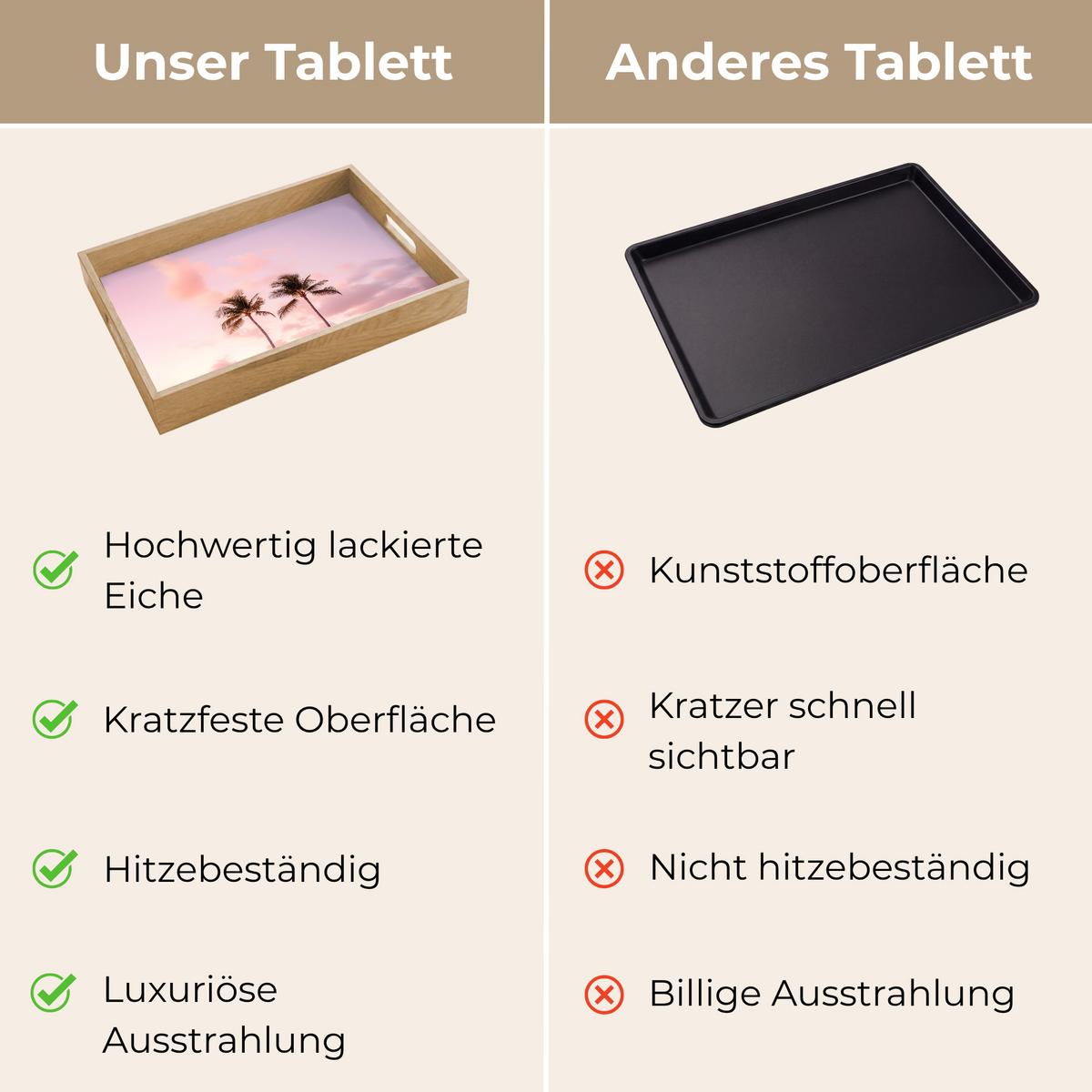 TABLETT Palmen - Lila - Wolken - Himmel 40x30 cm - Rosa, Holz (40/5/5cm) - OnlyWow