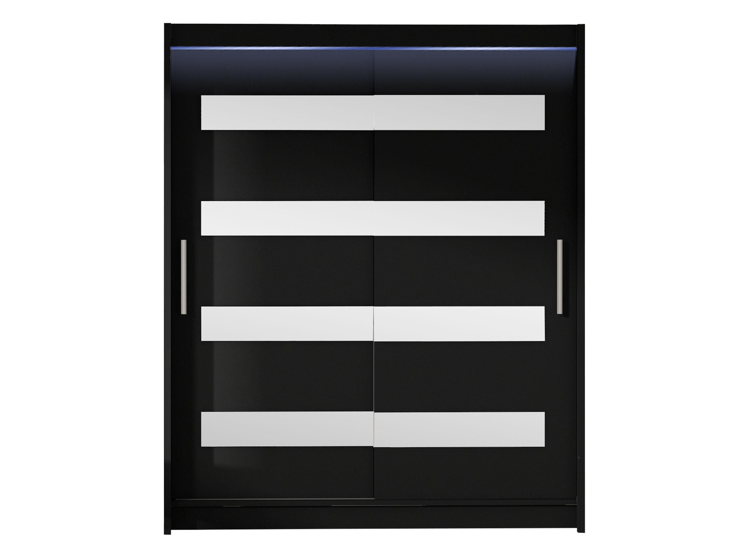 SCHWEBETÜRENSCHRANK Westa XIII, mit RGB LED Beleuchtung - Silberfarben/Schwarz, Holzwerkstoff/Metall (150/200/58cm) - MIRJAN24