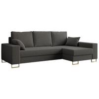 ECKSOFA Dorian Boucle Dunkelgrau - Dunkelgrau/Goldfarben, Textil/Metall (242/138cm) - MKS