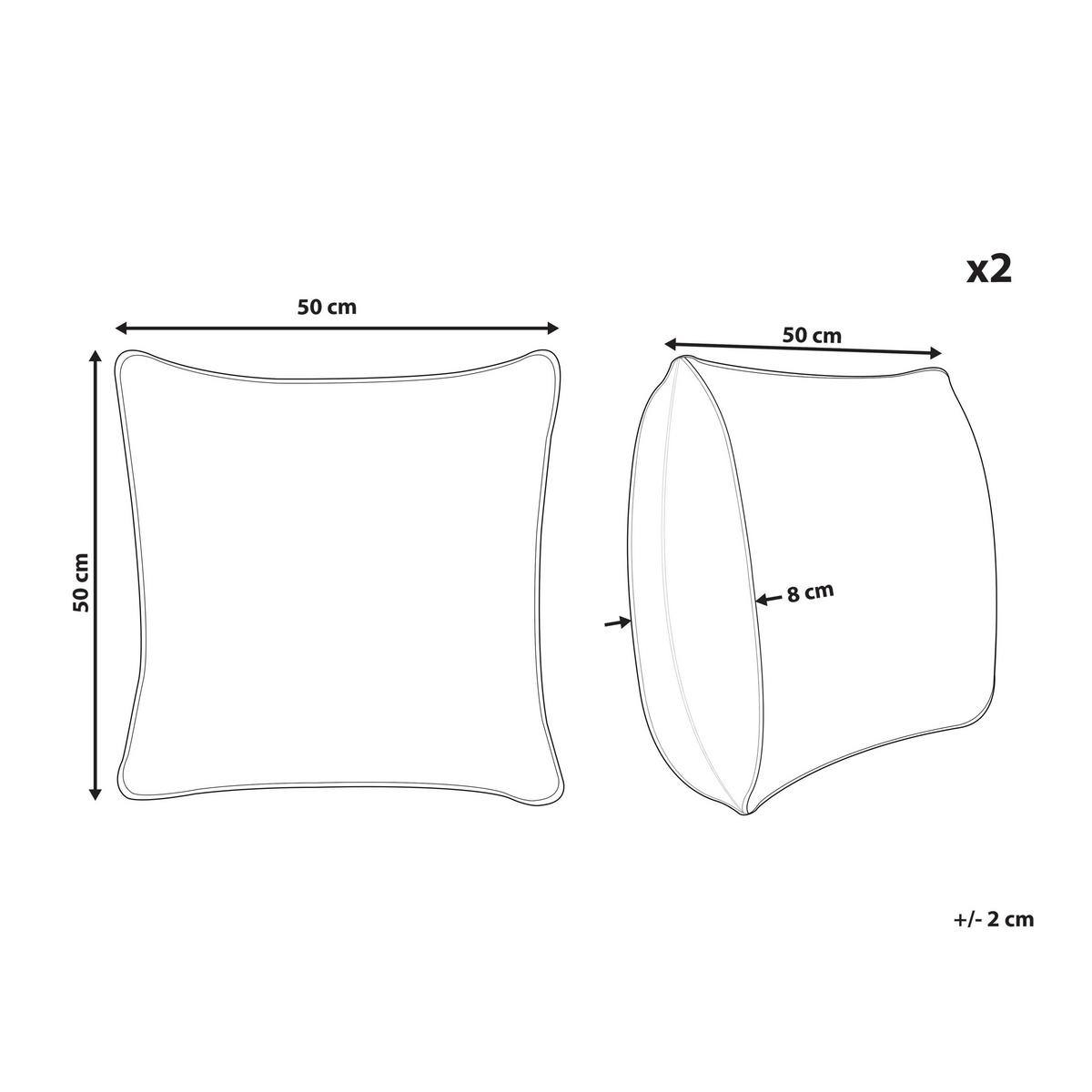 DEKOKISSEN 2er-Set Grau 50/50 cm Kanpas - Weiß/Grau, Textil (50/50cm) - Beliani