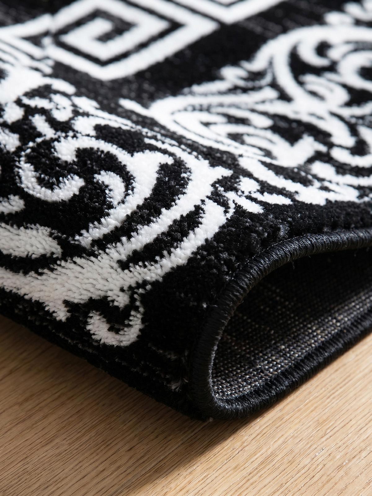 TEPPICH Kurzflor ASPEN in Schwarz, mit Mäander-Muster, 80 x 300 cm - Schwarz, Textil (80/300cm) - KADIMA DESIGN