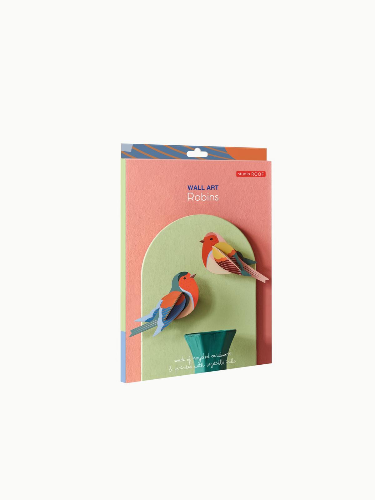 WANDDEKO Rotkehlchen-Duo 4/7 cm - Multicolor, Wellpappe (4/7/15cm) - Studio Roof