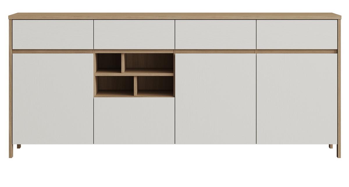 SIDEBOARD weiß und Eiche, Kommode skandinavisch 193 x 85 cm mit Soft-Close-Funktion - Eichefarben/Weiß, Holzwerkstoff/Metall (193/85/39cm) - Furn.Design