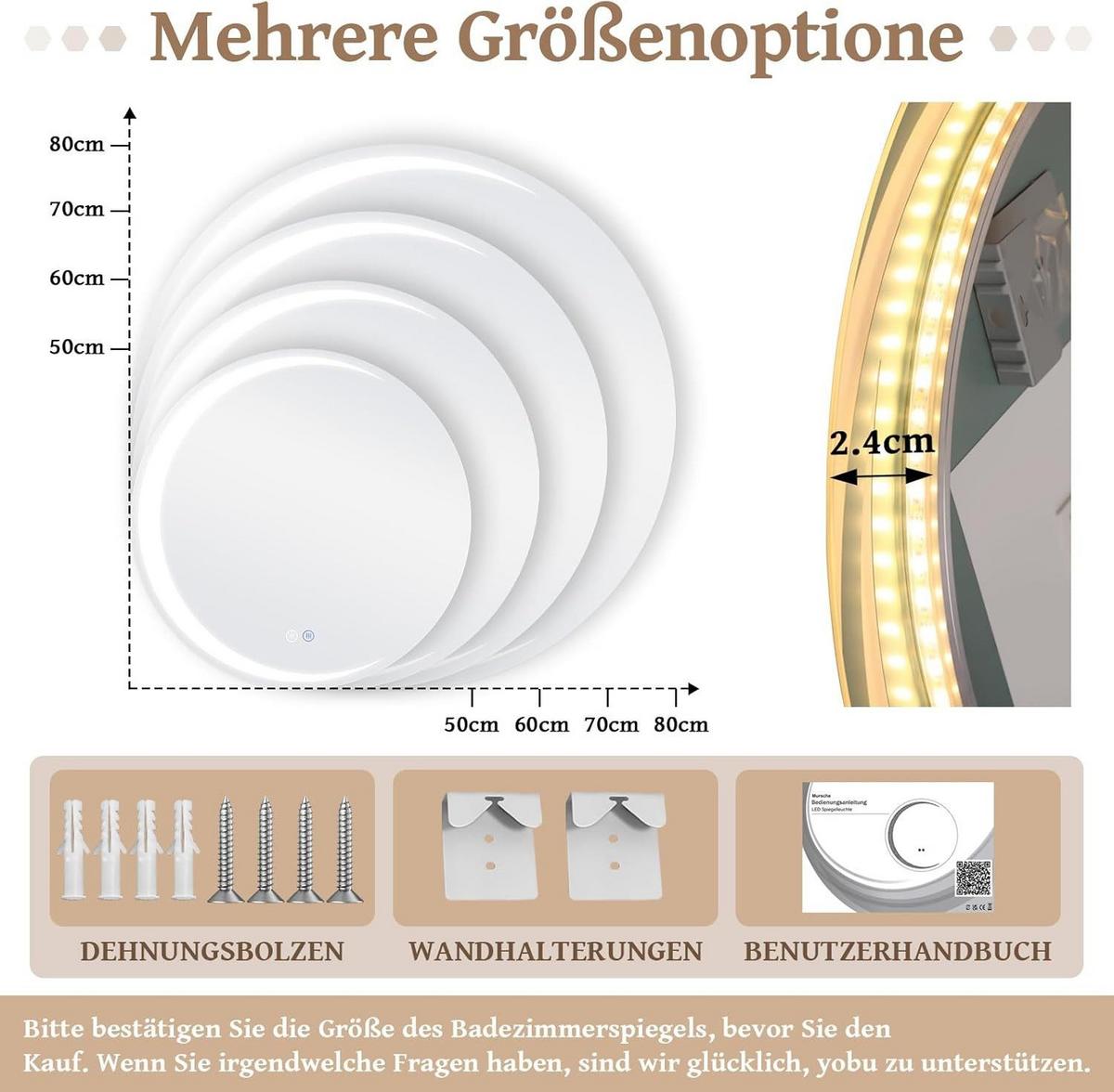 BADSPIEGEL Modern Linas 80/2.4/80 cm - Silberfarben, Glas/Metall (2.4/80/80cm) - ZMH