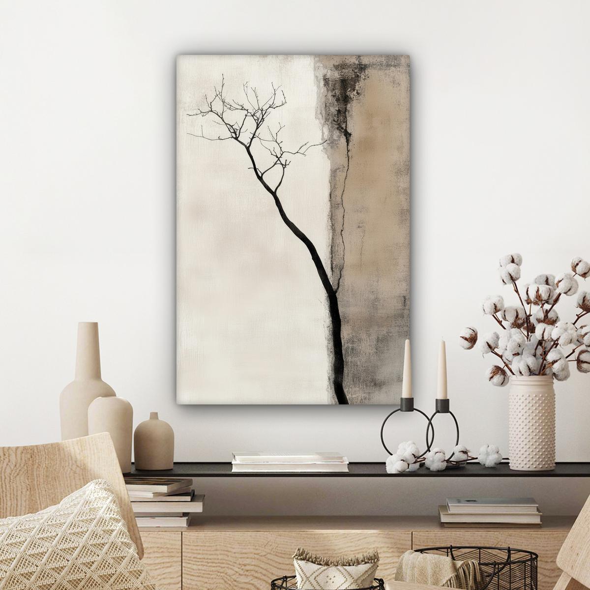 LEINWANDBILD Wabi sabi - Pflanze - Beige Wanddeko 40x60 cm - Taupe, Textil (40/60cm) - MuchoWow