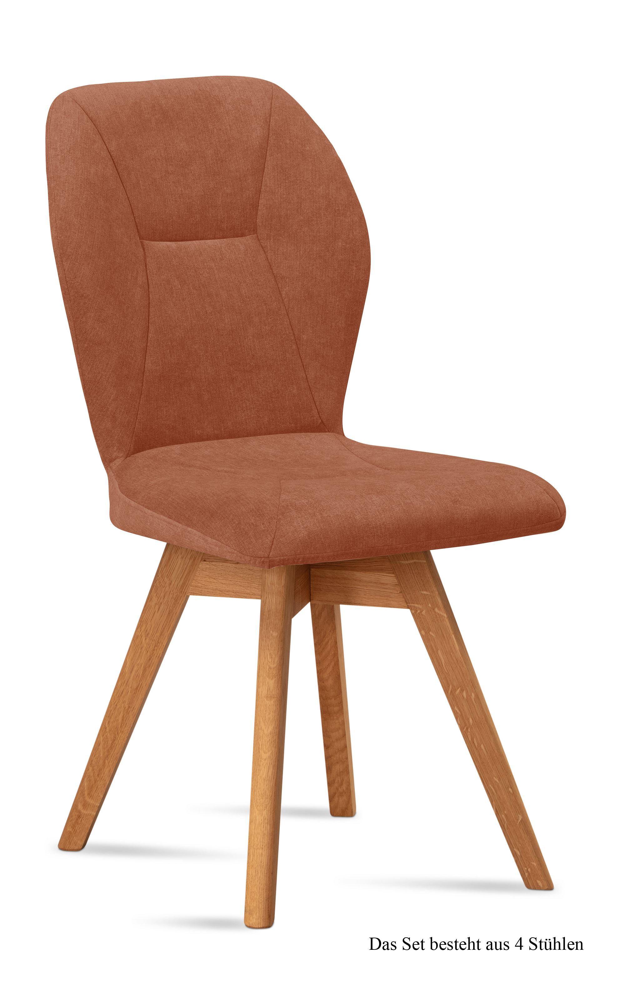 ESSZIMMERSTUHL drehbar (4er-Set) Draga 51x92x60 Eiche geölt/Cognac - Cognac/Eichefarben, Kunststoff (60/92/51cm) - 58aufmkessel