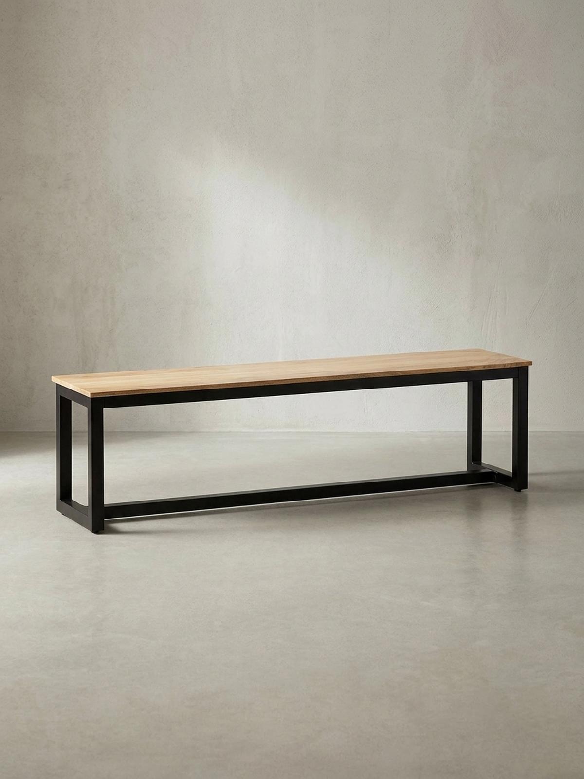 ESSZIMMERBANK Massivholz Metall Loft-Stil ohne Lehne, Akazie 160x40x45 cm - Schwarz/Braun, Holz/Metall (160/45/40cm) - KADIMA DESIGN