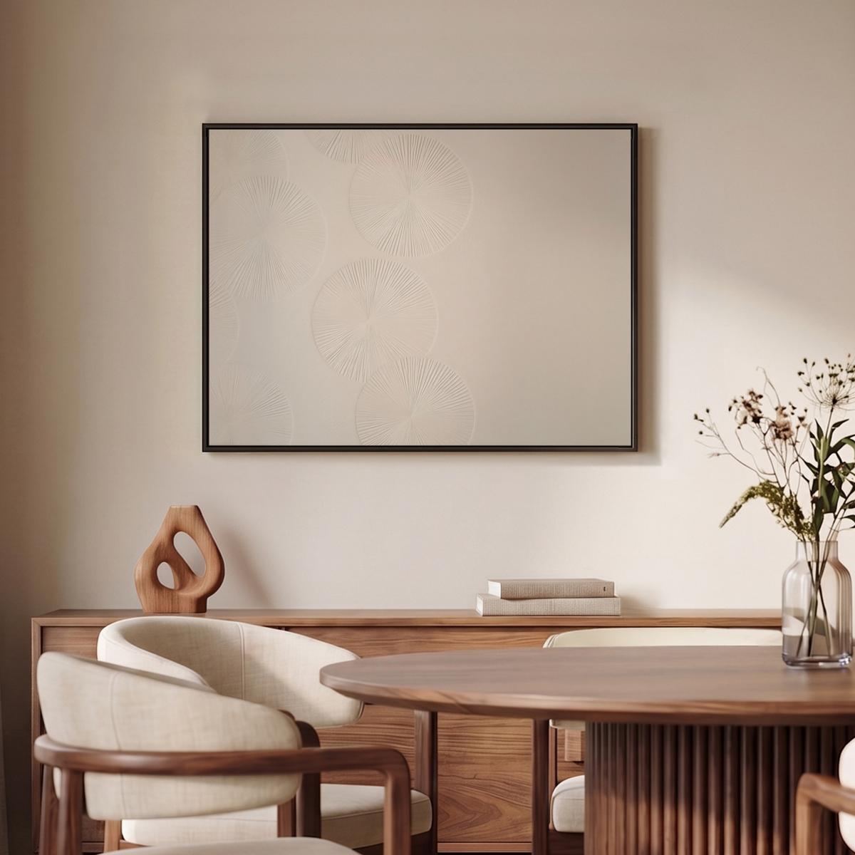 LEINWAND Bilder mit Rahmen - Japandi - Beige - Modern - 70x50 - Ecru, Textil (70/50cm) - MuchoWow