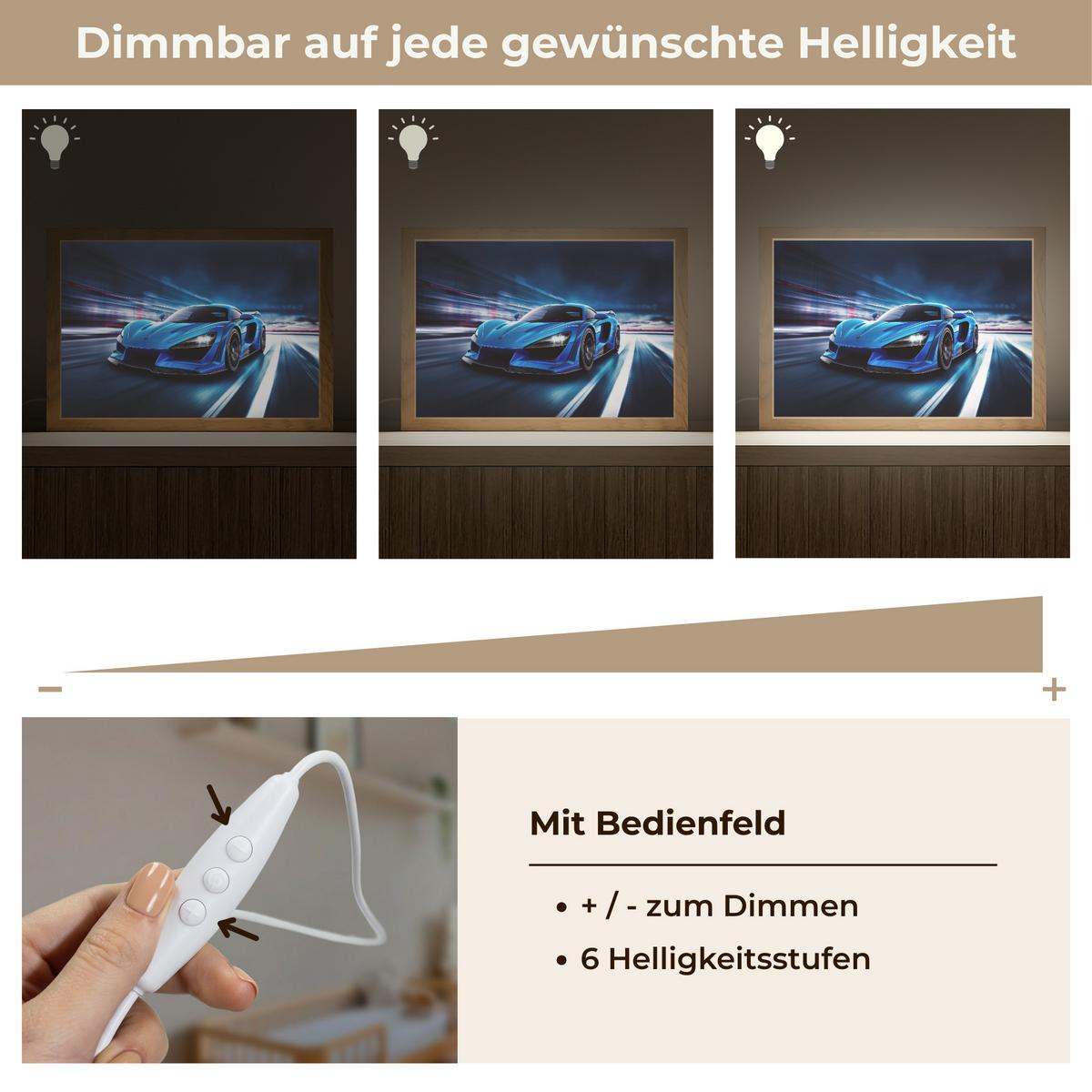NACHTTISCHLAMPE Auto - Blau - Jungen - Kind 30x20 cm - Blau, Holzwerkstoff (8/30/20cm) - OnlyWow