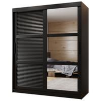 SCHWEBETÜRENSCHRANK 200/150/62 2-türig - Schwarz, Holz/Kunststoff (150/200/62cm) - MÖBEL KRYSPOL
