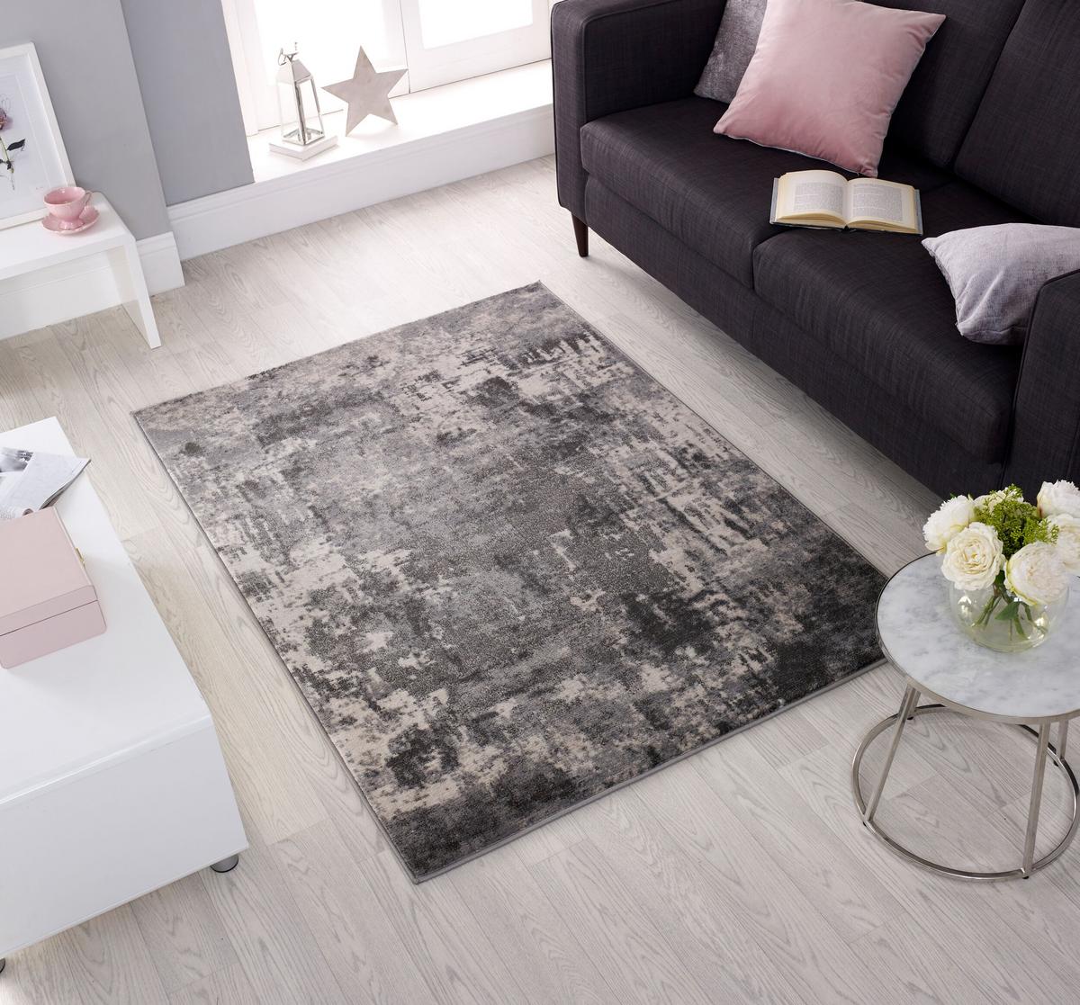 TEPPICH DEE, abstrakt, Grau, 80 x 150 cm - Grau, Textil (150/80cm) - KADIMA DESIGN