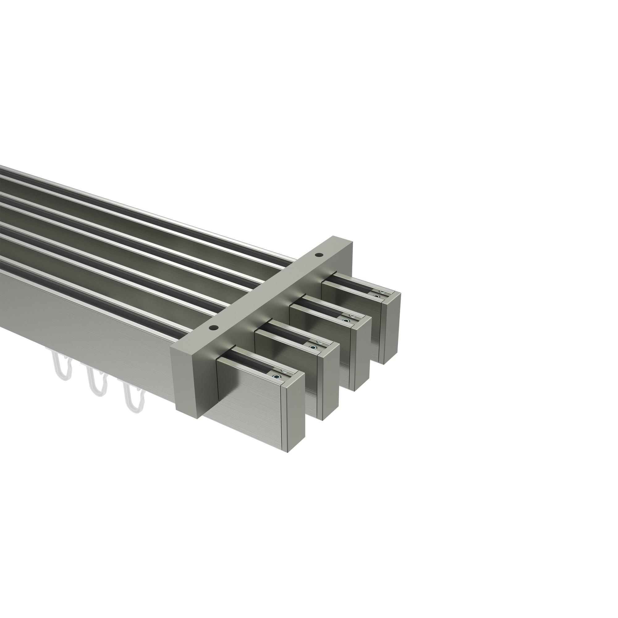 GARDINENSTANGE INNENLAUF Smartline Paxo 300 cm (geteilt in 3 x 100 cm), 4-läufig, 14x35 mm Edelstahl-Optik - Edelstahlfarben, Metall (300cm) - INTERDECO